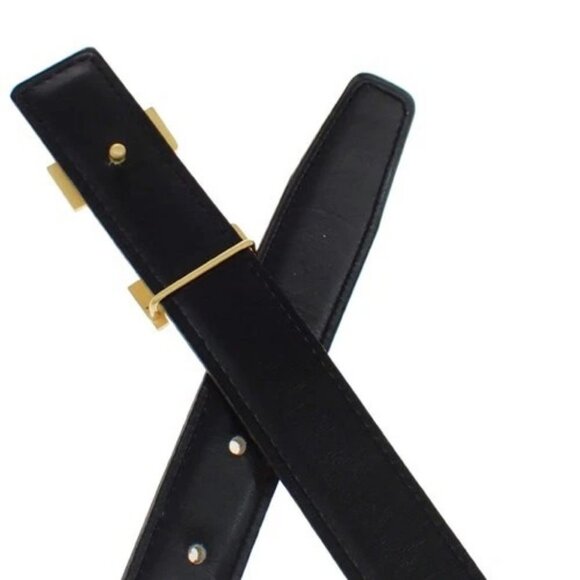 HERMES Logo Constance H Buckle Belt Size 65 Leather Yellow Black France 34RL638 main image 4